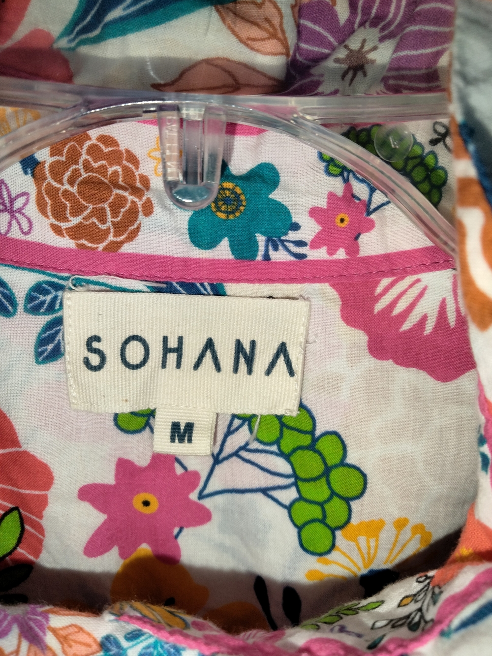 Sohana (Sz M) Multicolor Floral PuffSS Midi Dress in White, Pink & Yellow Blooms - Picture 2 of 15